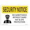Signmission OSHA Security Sign, 10" Height, 14" Width, Rigid Plastic, No Admittance Hard Hat And Eye, Landscape OS-SN-P-1014-L-11571 - alternate 1